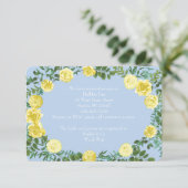 Geel en Licht Blauw Roos  Lentweduwen Kaart (Staand voorkant)