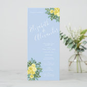 Geel en Licht Blauw Roos  Lentweduwen Menu (Staand voorkant)