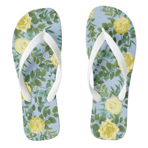 Geel en Licht Blauw Roos  Lentweduwen Teenslippers