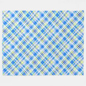 Geel en lichtblauw geruit printpatroon fleece deken (Voorkant (Horizontaal))