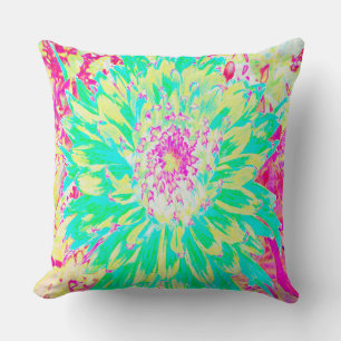 Geel en magenta Decoratieve Dahlia Flower Kussen