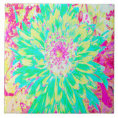 Geel en magenta Decoratieve Dahlia Flower Tegeltje (Voorkant)