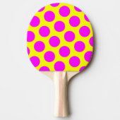 Geel en magenta Polka Dots Tafeltennisbatje (Voorkant)