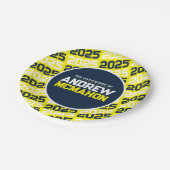 Geel en marineblauw gepersonaliseerd Afstuderen Papieren Bordje (Gekanteld)