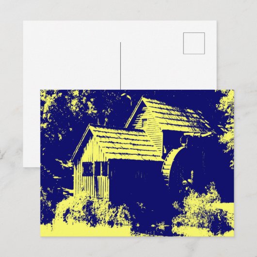 Geel en marineblauw Mabry Briefkaart (Voorkant / Achterkant)