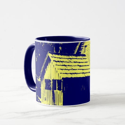 Geel en marineblauw Mabry Mok (Voorkant links)