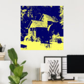 Geel en marineblauw Mabry Poster (Thuiskantoor)