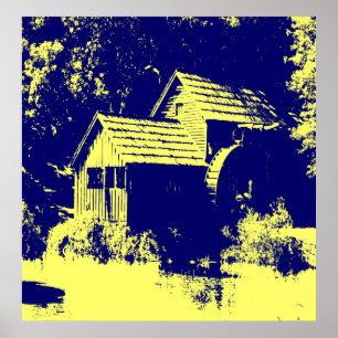 Geel en marineblauw Mabry Poster