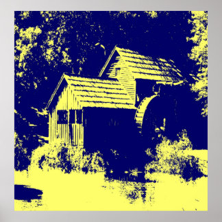 Geel en marineblauw Mabry Poster