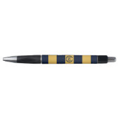Geel en marineblauw Striped Monogram gepersonalise Pen (Voorkant)