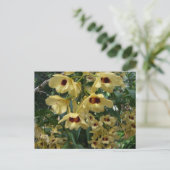 Geel en maroon Orchids Elegant Floral Briefkaart (Staand voorkant)