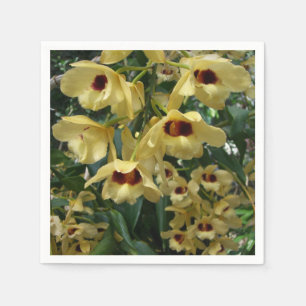 Geel en maroon Orchids Elegant Floral Servet