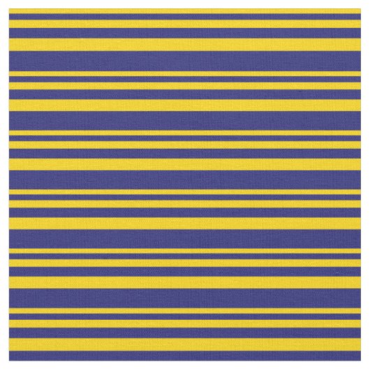 Geel en Midnight Blauw gekleurd Lined Pattern Stof (Close Up)