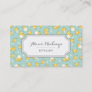 Geel en Mint Chic  Bloemenprint Visitekaartje