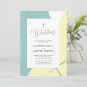 Geel en Mint Green Christelijk Wedding Kaart (Staand voorkant)