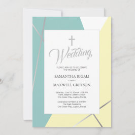 Geel en Mint Green Christelijk Wedding Kaart