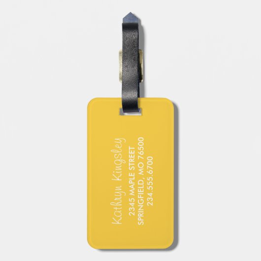 Geel en Mint Rozen Monogram Bagagelabel (Achterkant verticaal)