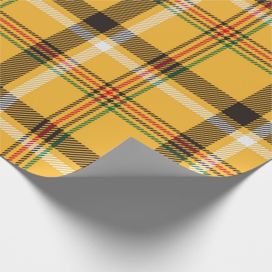 Geel en mosterd Buffalo Plaid Wrapping Paper Cadeaupapier (Hoek)