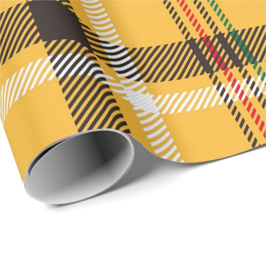 Geel en mosterd Buffalo Plaid Wrapping Paper Cadeaupapier (Rol Hoek)