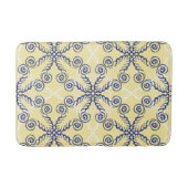 Geel en Navy Blue Scrollwork Pattern Mat (Voorkant)