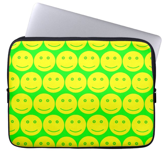 Geel en neongroen laptop sleeve (Voorkant)