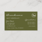 Geel en olijfgroen glitteraar met Logo Visitekaartje (Achterkant)