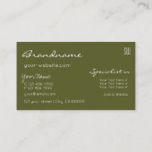 Geel en olijfgroen glittersterren met monogram visitekaartje (Achterkant)