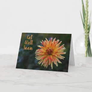 Geel en Oranje Dahlia Get Well Binnenkort Groet Kaart