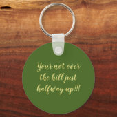 Geel en Oranje Dahlia Happy 50th Birthday Sleutelhanger (Achterkant)