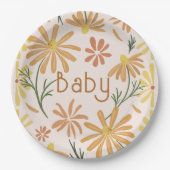 Geel en Oranje Daisies Baby shower Papieren Bordje (Voorkant)