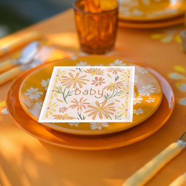 Geel en Oranje Daisies Baby shower Servet