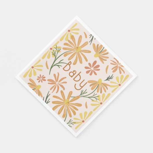 Geel en Oranje Daisies Baby shower Servet (Hoek)