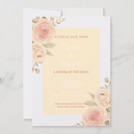 Geel en Oranje Floral Waterverf bruiloft Kaart (Voorkant)