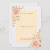 Geel en Oranje Floral Waterverf bruiloft Kaart (Voorkant / Achterkant)