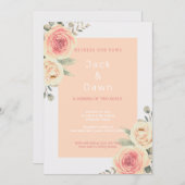 Geel en Oranje Floral Waterverf bruiloft Kaart (Voorkant / Achterkant)