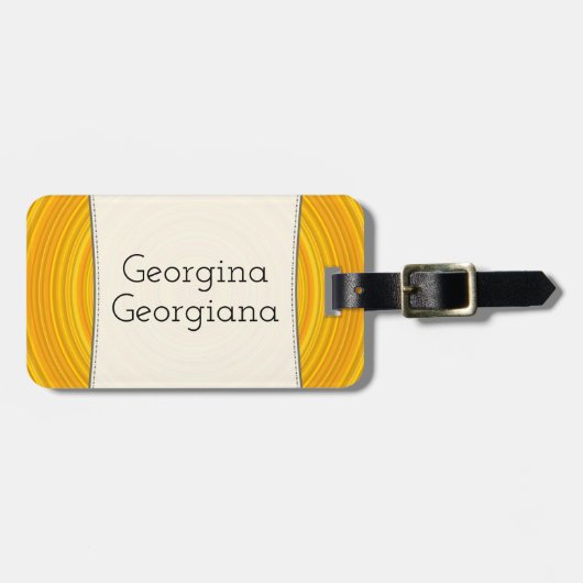 Geel en Oranje gebogen lijnen + Gepersonaliseerde  Bagagelabel (Voorkant horizontaal)