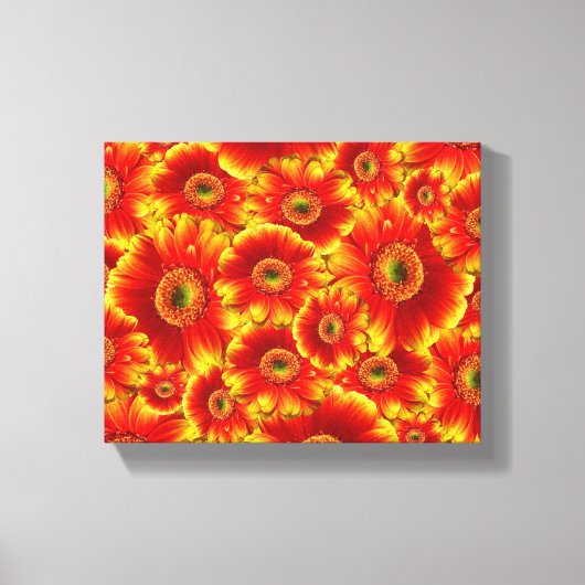 Geel en Oranje Gerbera Daisies Canvas Afdruk (Voorkant)