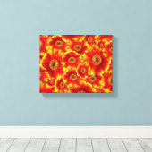 Geel en Oranje Gerbera Daisies Canvas Afdruk (Insitu (Houten vloer))