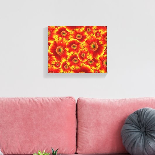 Geel en Oranje Gerbera Daisies Canvas Afdruk (Insitu (Woonkamer))