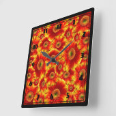 Geel en Oranje Gerbera Daisies Vierkante Klok (Hoek)