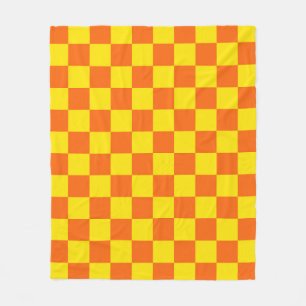 Geel en oranje geruit patroonontwerp fleece deken