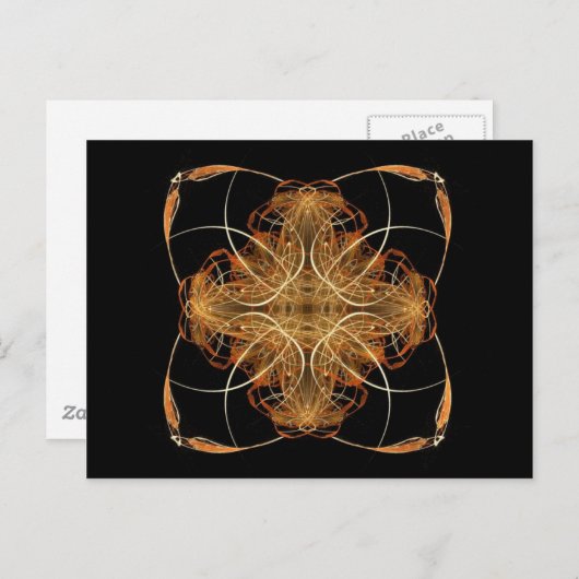 Geel en Oranje gewervelde Pillow-like Fractal Art Briefkaart (Voorkant / Achterkant)