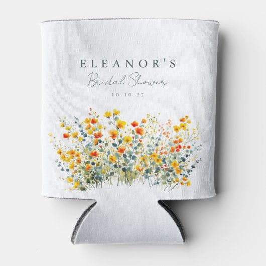 Geel en Oranje Meadow Wildflower Vrijgezellenfeest Blikjeskoeler (Voorkant)