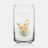 Geel en Oranje Meadow Wildflower Vrijgezellenfeest Blikvorm Glas (Voorkant)