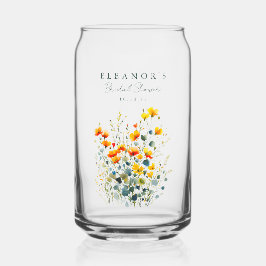 Geel en Oranje Meadow Wildflower Vrijgezellenfeest Blikvorm Glas