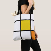 Geel en Oranje Mondriaan Style Tote Bag (Dichtbij)