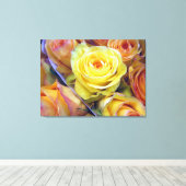 Geel en Oranje Roos Canvas Afdruk (Insitu (Houten vloer))
