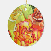 Geel en Oranje Roos waterverf originele kunst Keramisch Ornament (Links)
