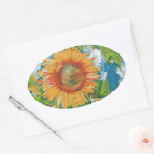 Geel en oranje schilderij ovale sticker (Envelop)