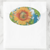 Geel en oranje schilderij ovale sticker (Tas)